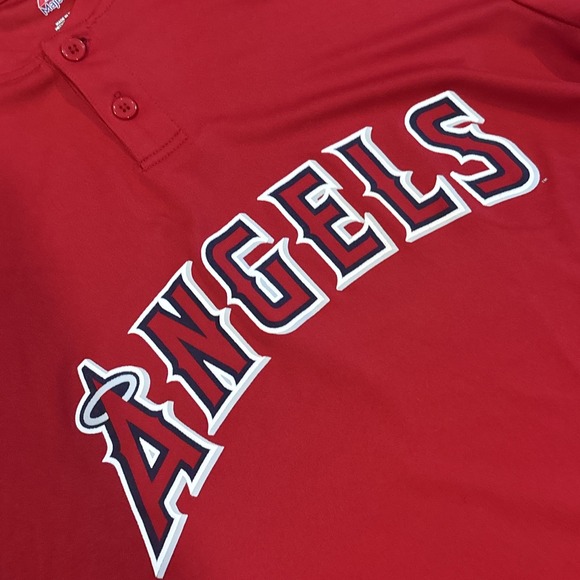 Majestic New Los Angeles Angels Shirt Mens Large Red Athletic Fit Baseball MLB - Picture 2 of 7